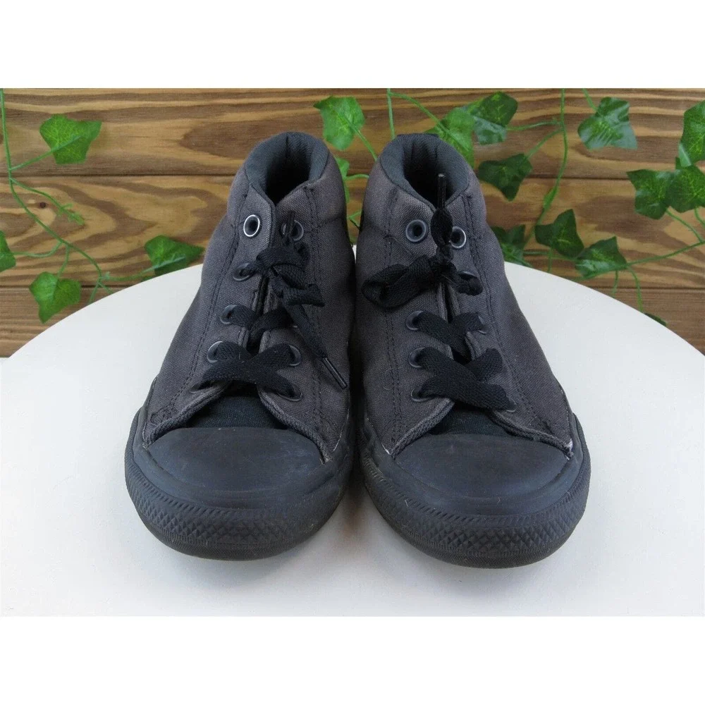 Converse Shoes Sz 3 Sneaker Boys Youth Black Fabric Lace‎ Up Medium